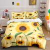 Sunflower Pattern Home Decoration Set Bedding Set with 1 Duvet Cover 2 Pillowcases Single Double King Queen, Gift