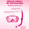 SchnorcheSet für Erwachsene Kinder Trockenschnorchel Maske Anti-Beschlag Linse Weiche Silikondichtung Verstellbarer Riemen Unterwasser Schwimmausrüstung Pink Eine Größe