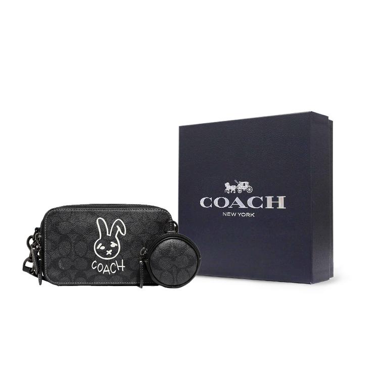 New COACH Charter Coated Canvas With Calfskin Combo Bag, Shoulder Bag, Crossbody Bag Trumpets Men's Black CF932-A5F