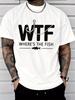 Unisex Crew Neck Tee FisherUnisex Hook Fish Funny Text Graphic Loose Short Sleeve Outdoor Summer Casual Top For Young Male Angler Fans
