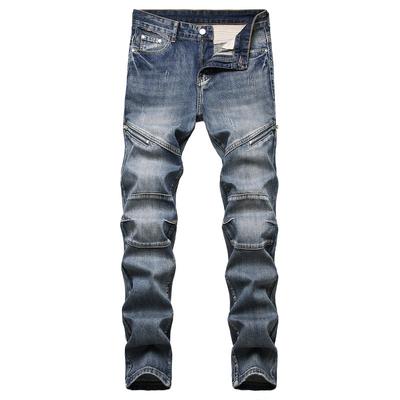 2024 Automne Et Hiver Nouveaux Jeans Pour Hommes Personnalité Européenne Et Américaine Nostalgique Fermeture À Glissière Décoration Jeans Hommes À La Mode