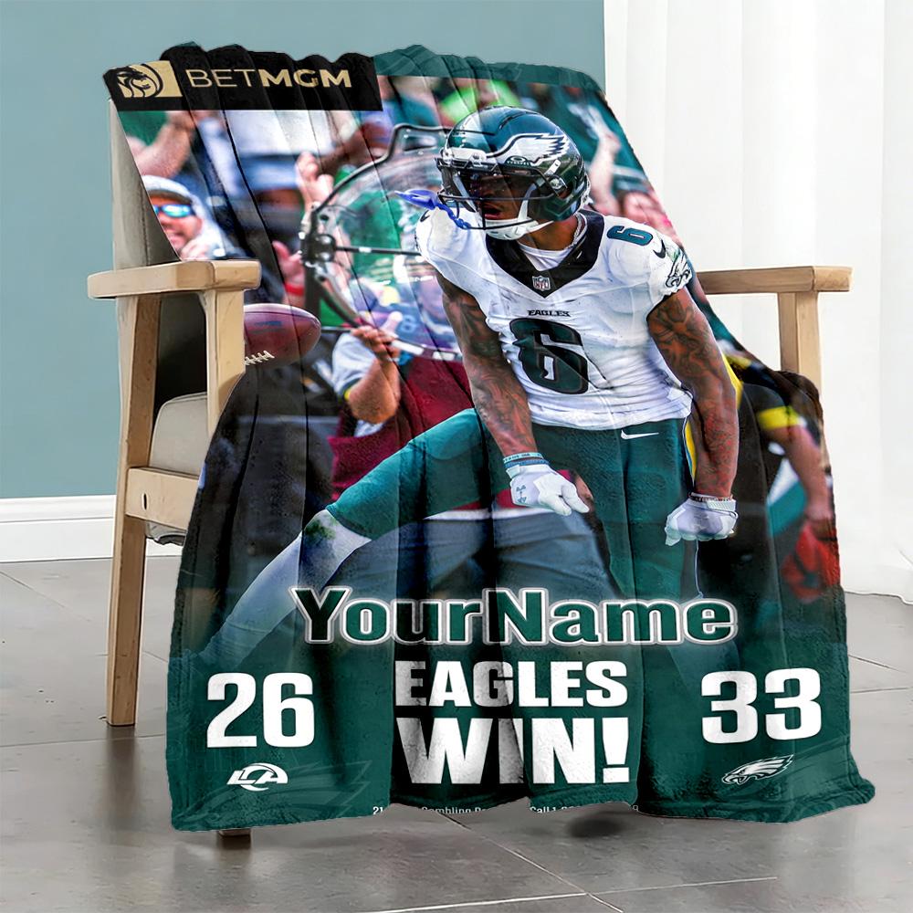 Philadelphia Eagles Personalized Text Blanket Cozy Personalized Blanket Comfortable Throw For Livingroom Office Sofa Living Room Ideal For All Seasons