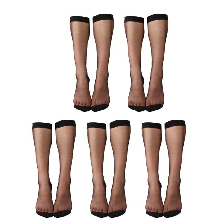 Sophisticated 1/5/10 Pairs Women's Casual Over the Calf Long Socks Silky Nylon Ultra Thin Sheer Knee Length Stockings