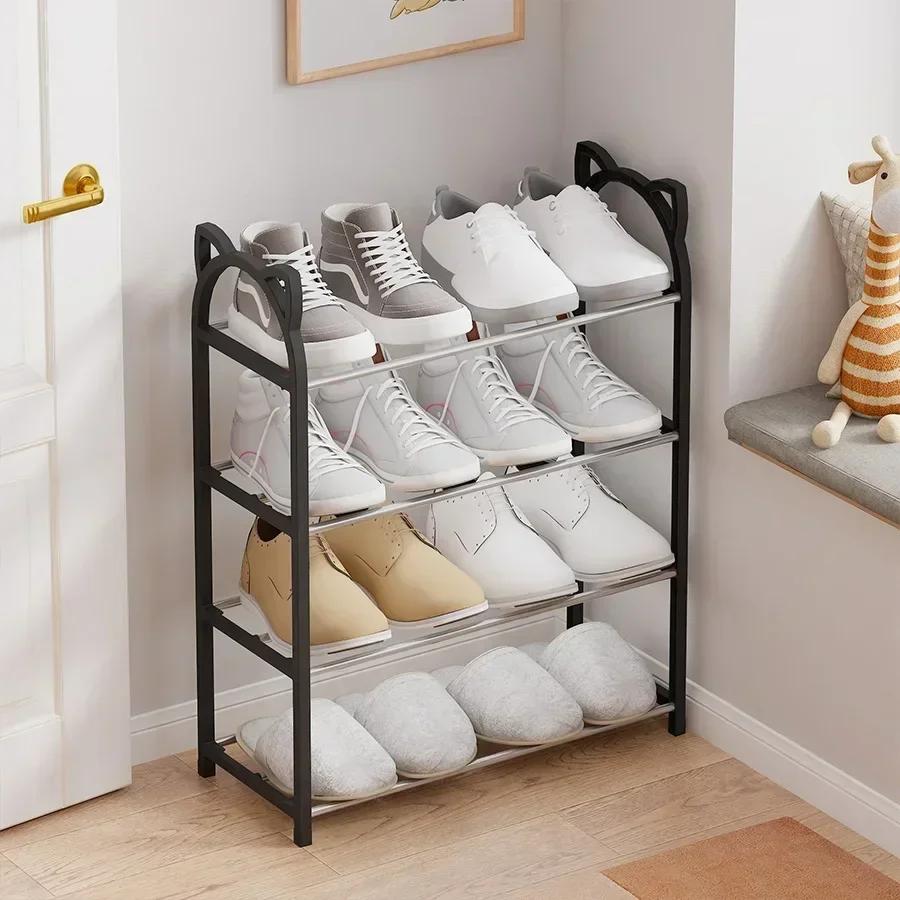 Simple Shoe Rack 4-layer Practical Shoe Cabinet Home Shoe Storage Rack Space-saving Removable Cat Galvanized Tube Shoe Rack