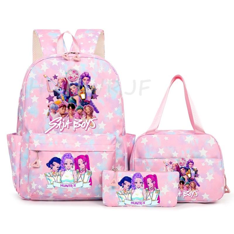 3Pcs/Set KPop Demon Hunter School Bags Girls Teens Rumi Mira Zoey Youth School Backpack Travel School Students Laptop Backpack