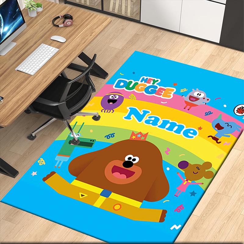 Custom Name Hey Duggee Printed Carpet, for Office Chair Living Room Bedroom Kitchen Room Decor Gifts.