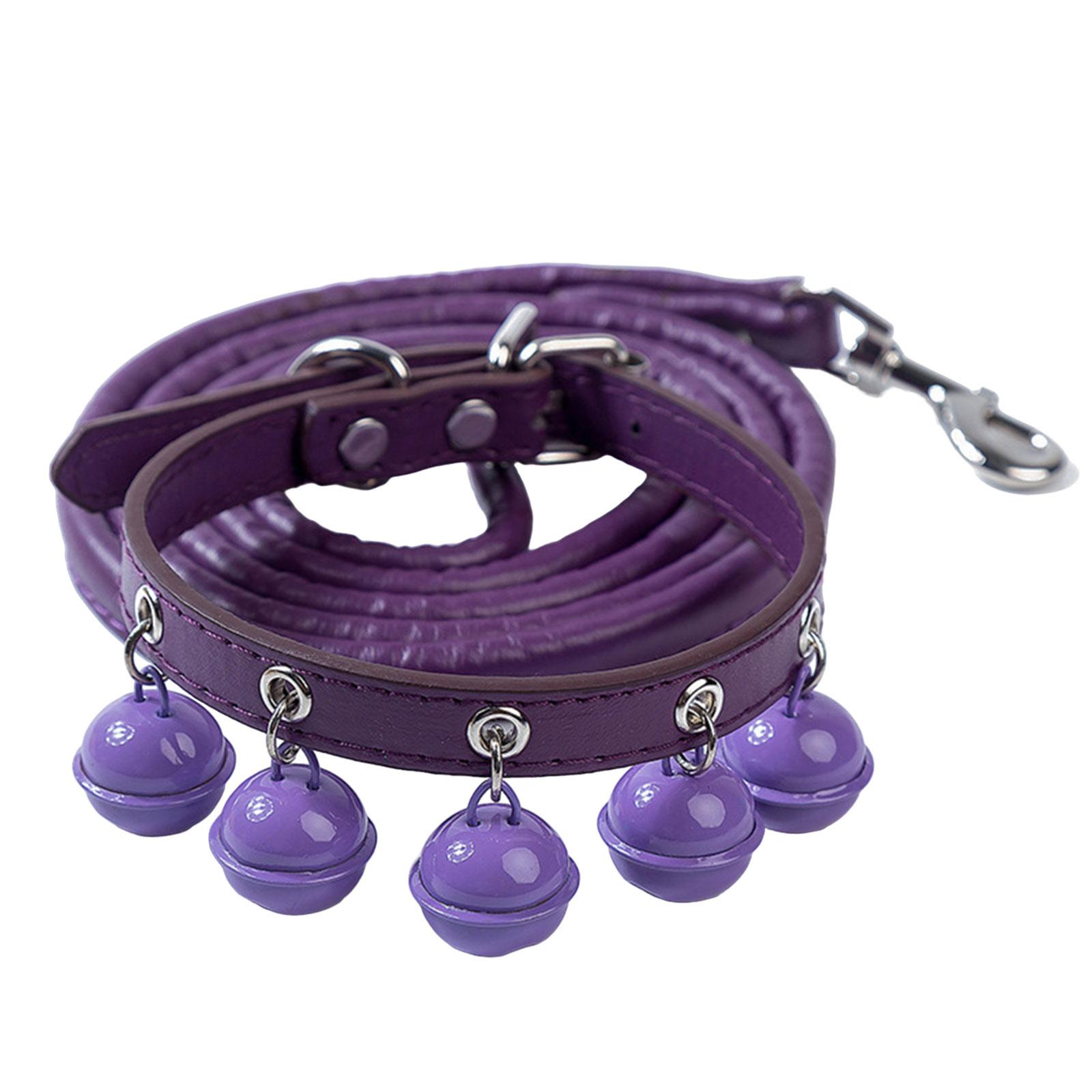

Поводок для собак длиной 120 см с кожаным ошейником, прочный поводок для прогулок с тросом для мелких домашних собак, практичный, с защитой от побега S фиолетовый