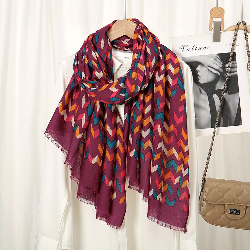 Winter Thick Viscose Scarf Women Aztec Geometric Fringe Cotton Shawls And Wraps Pashmina Stole Bufandas Muslim Sjaal 180*90Cm
