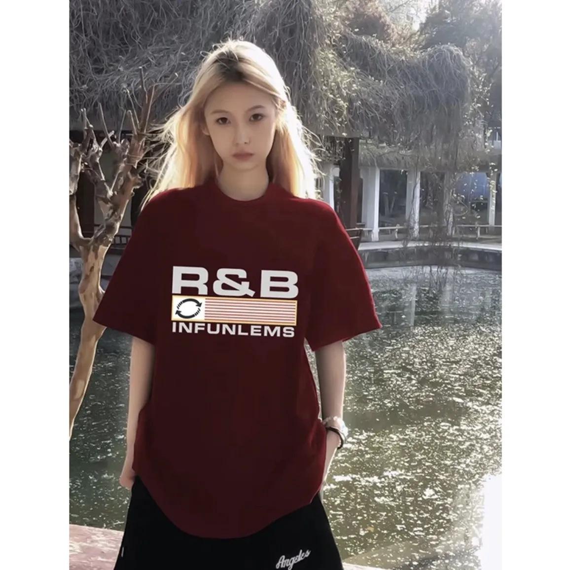 

Women s American Retro 100% Cotton Oversized Short Sleeve T-shirt - 2024 Summer Trend L (suggested for 101-115 lbs)