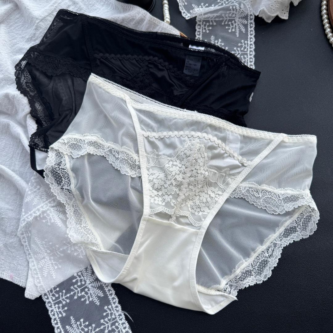 

Ladies Summer Fashion New Pure Sexy Satin High Bounce Comfortable Mesh Gauze Briefs L бежевий