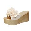 Slope heel beach slippers women's summer 2025 new fish mouth flower comfortable outdoor beach shoes women