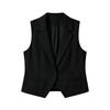 Women's Casual Business Vest - Sleeveless with Notched Collar and Front Button Open for Wear