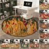 1pc Medieval Knight Theme Round Carpet Painted Printed Circular Carpet, Home Door Mat, Outdoor Travel Protection Carpet