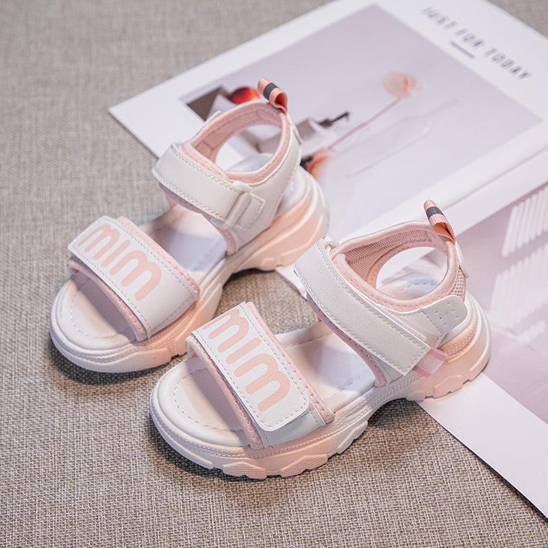 Girls' Sandals Summer New Fashion Korean Style Sporty Soft Sole Open-Toe Sandals for Older Children and Students Children's Beach Shoes