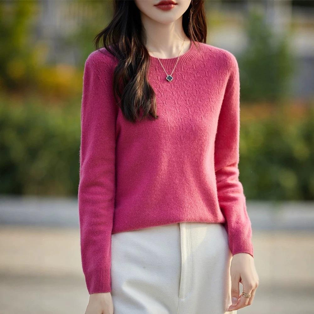 Round-neck Open-work Hook-pattern Loose Pullover Sweater Knitted Sweater Base Layer Sweater