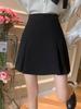 Spring 2024 Women's Black High-Waist A-Line Pleated Skirt - College Style, Anti-Exposure, Short Length