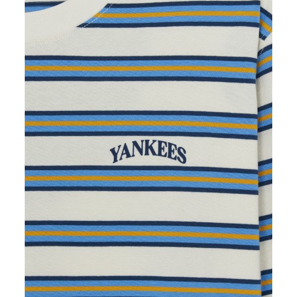MLB New York Yankees Farbblock Gestreiftes Langarm Baumwolle Freizeit T-Shirt Unisex Oberteile 3ATSV0664-50CRS