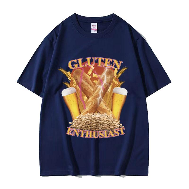 Funny Gluten Enthusiast Meme Graphic T Shirt Mens Fashion Cotton Short Sleev Tshirts ONeck Loose Oversized Tshirt Streetwear