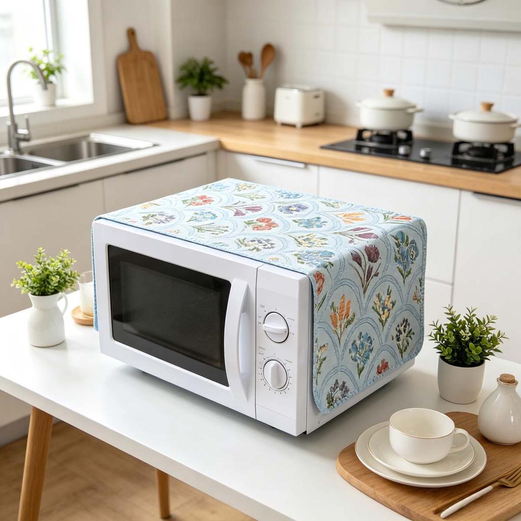 30x90cm Easy to Install Cotton Linen Microwave Dust Cover Anti Dust Cover