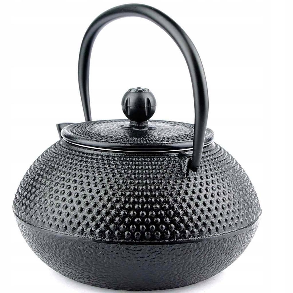 CAST IRON KETTLE 0.8L TEA POT WITH TEA INFILTER + 4x CUPS WARMER