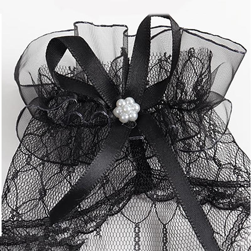 Bride Wedding Lace Gloves Halloween Mesh Bow Dance Sexy Wrist Sleeves Short Dress Decoration Mittens For Opera Prom Costume
