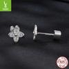 Small Fresh Four-Leaf Clover Moissanite Stud Earrings, Exquisite And Elegant Lucky S925 Silver Stud Earrings.