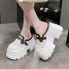 Fashion 10CM Women High Heels Chunky Sneakers New Summer Females Buckle Platform Slippers Wedge Sandals Slides Shoes Zandalias De Mujer