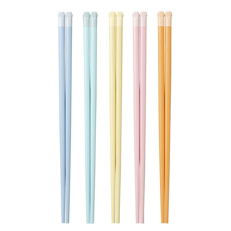 Милый 3D Набор Палочек для Еды в Форме Кошачьей Лапки из Сплава Антискользящие Термостойкие Бытовые Палочки для Еды Японские Суши Котёнок Палочки Детская Посуда