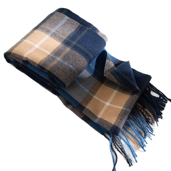 Blue Scarf for Women High End Versatile Thickened Autumn and Winter Stitching Warm New Plaid Scarf Dual Purpose