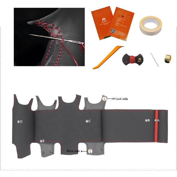 MEWANT Steering Wheel Cover for Chevy Corvette (C5) 1997-2004 Hand-Stitched Leather Car Steering Wrap