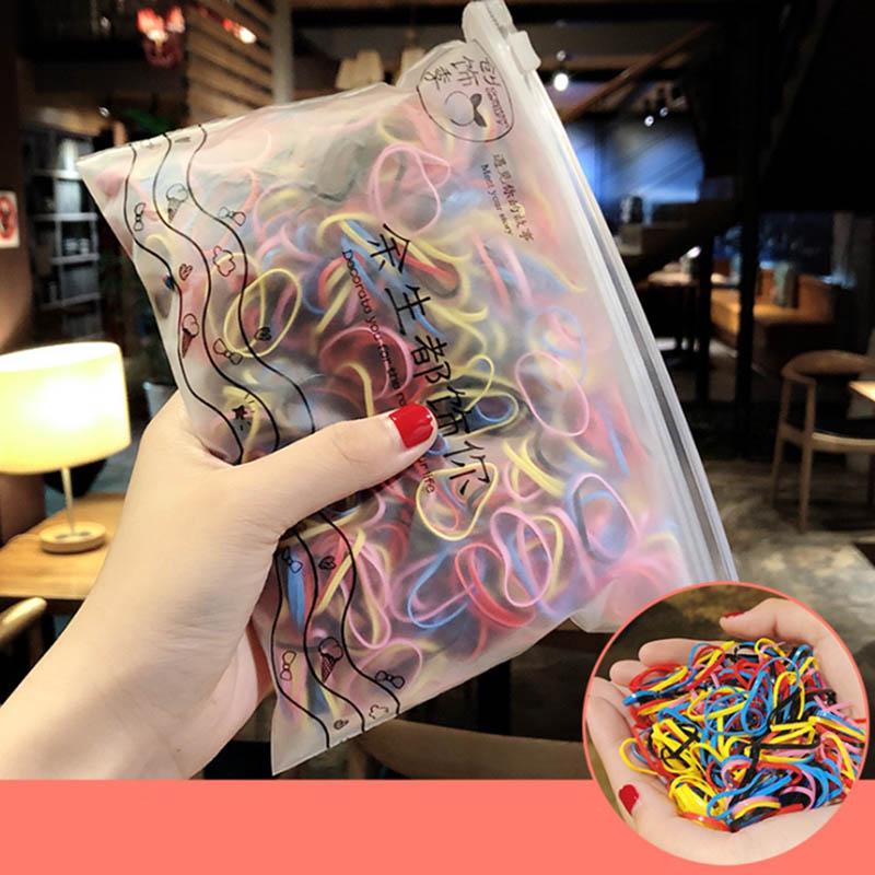 500Pcs Baby Kids Hair Accessories Disposable Rubber Band Hair Ties Womens Girls
