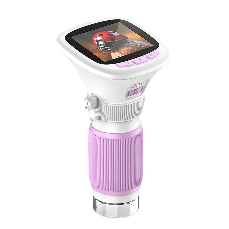 Kids Handheld Microscope with Rotating Focus and 2.4-inch High-definition Screen for Outdoor 1000x Children's Science Microscope