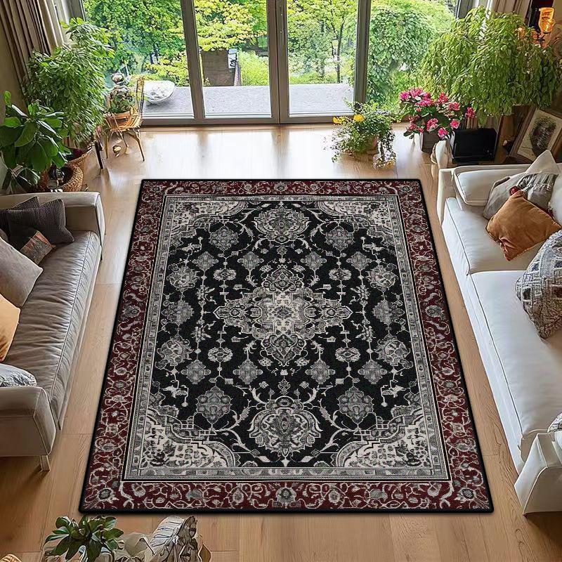 

Retro Persian Rugs Home Decoration Luxury Bedroom Flannel Non-slip Carpet Machine Washable Customizable Office Floor Mat Lounge 60x90cm