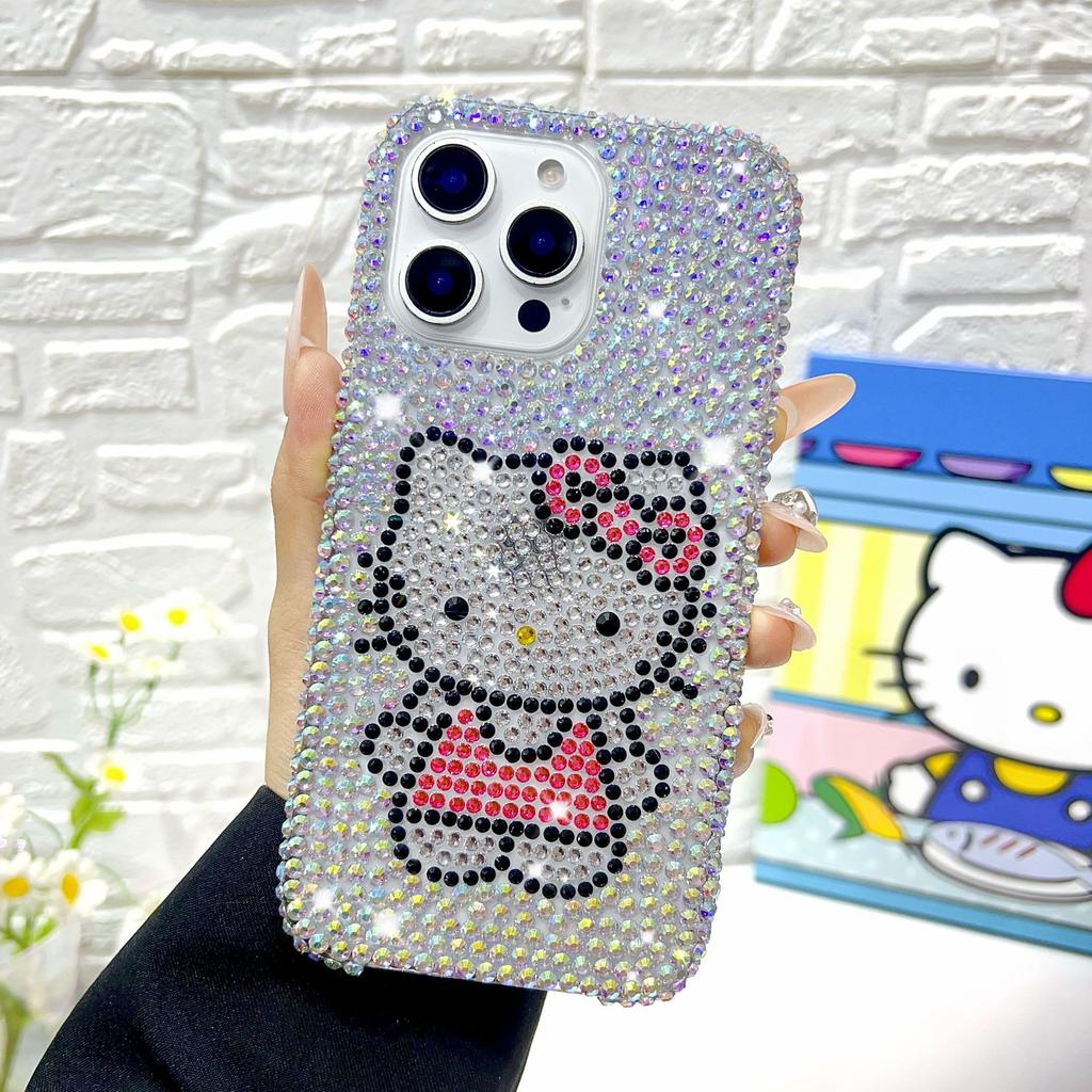 Feeling Full of Diamonds Cute Cartoon Cat Suitable for Apple 17promax Mobile Phone Case 16 Protective Case 1513 Girl