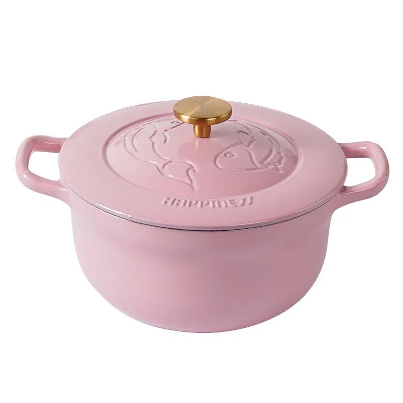 25cm Cast Iron Pots for Cooking Braised Cooking Pot Cookware Enamel Cast Iron Hotpot Kitchen Accessories Non Stick Pots and Pans