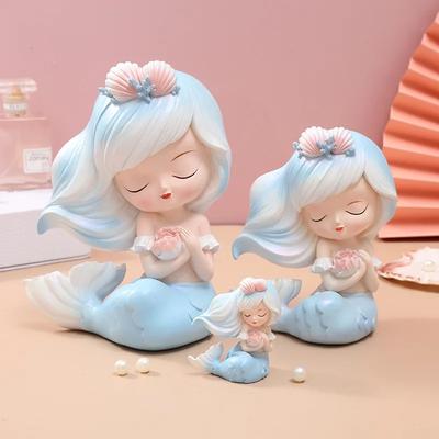 Krásná mořská panna anime auto doplňky Pryskyřice Kreslené Jemné a Měkké Figurky mořské panny Dekorace do akvária Dekorace na stůl do auta