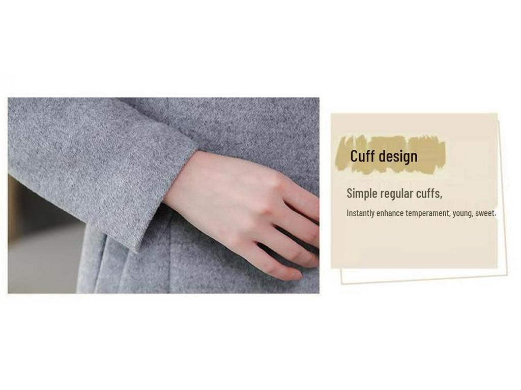 Autumn/Winter 2025 Woolen Women's Knee-Length Plus Size Slimming Windbreaker