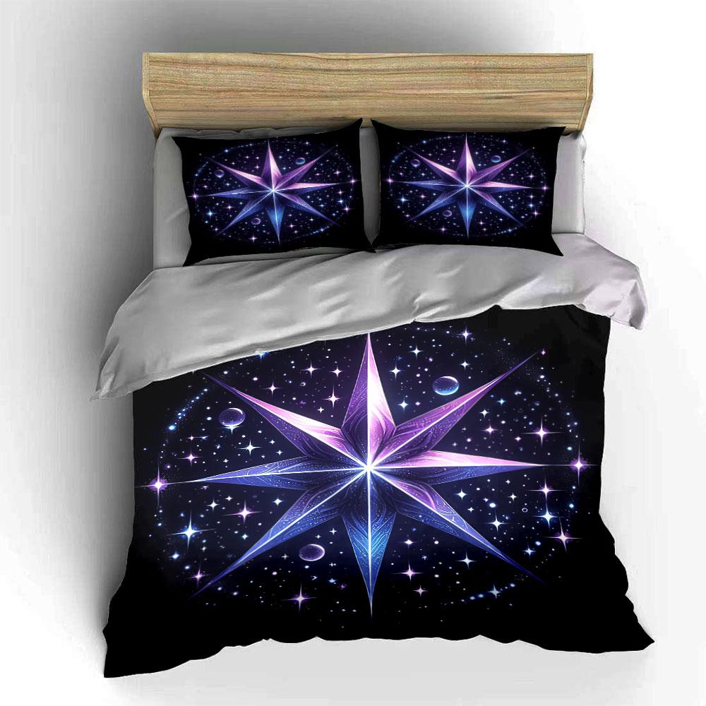 Starry Galaxy Themed Décor Set Soft Comfortable Duvet Cover Bedding Set Included 1*Duvet Cover & 2*Pillowcases, Gift