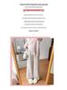 Women's Fleece-Lined Rainbow Sticky Rice Wide-Leg Pants: Warm High-Waist Casual Knitted Trousers for Autumn Winter