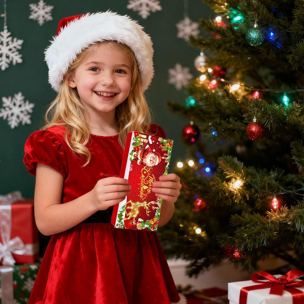 Santa Claus Christmas Money Card Envelope Red Lucky Folding Banknote Card Christmas Cash Envelope with Money Clip Christmas Gift