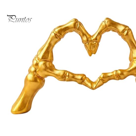 Dark Romantic Bedroom Decor Skeleton Hand Heart Gesture Resin Figurine, Halloween Figurine for Desk, Gothic Love Symbol Ornament Shelf Tabletop