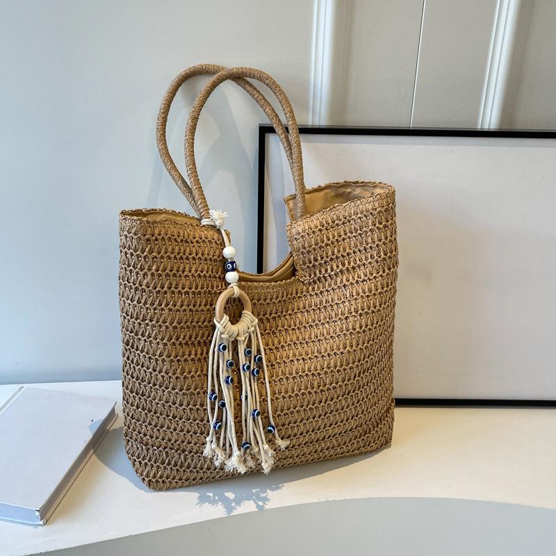 

Yogodlns элегантная женская соломенная тканая сумка женская праздничная пляжная повседневная сумка-тоут с ручками сверху модные сумки на плечо в стиле ретро 28x12x39cm хаки
