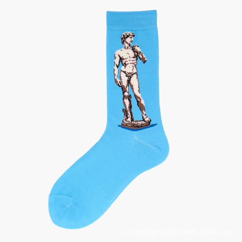 

Европейские и американские креативные носки до середины икры с масляной живописью: Модные осенне-зимние хлопковые носки с высоким голенищем One size