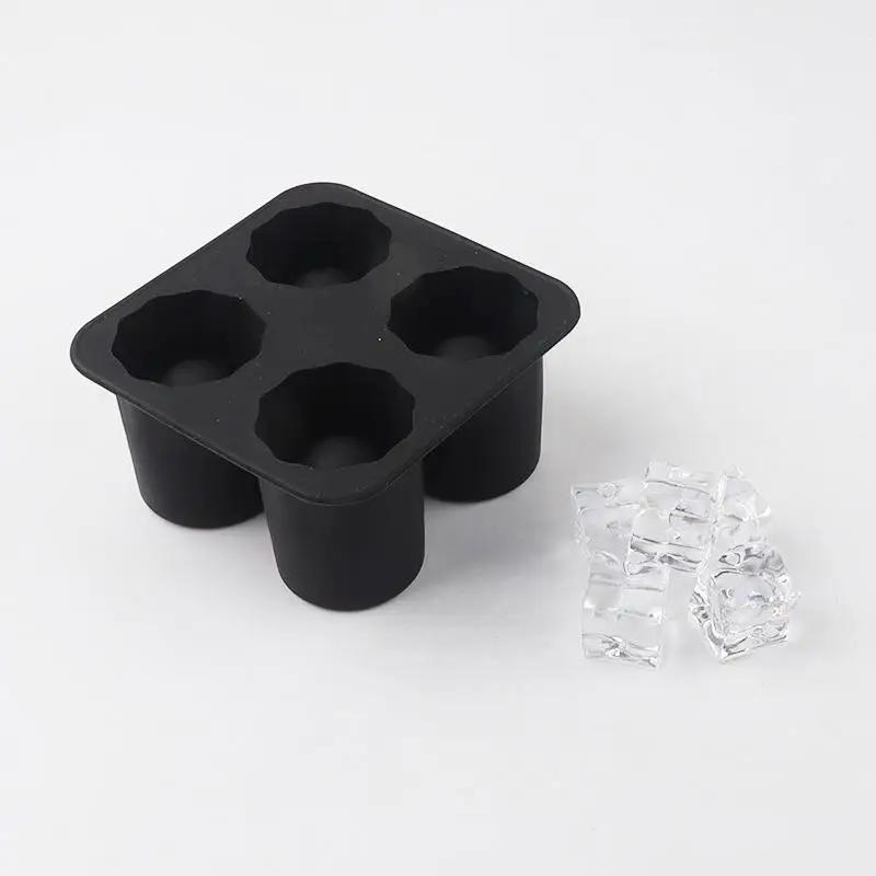 4 Holes Shape Silicone Ice Cube Mold Tray Make Shot Glass Summer Bar Party Frozen Whiskey Beer Cocktail Cold Drinking Tool