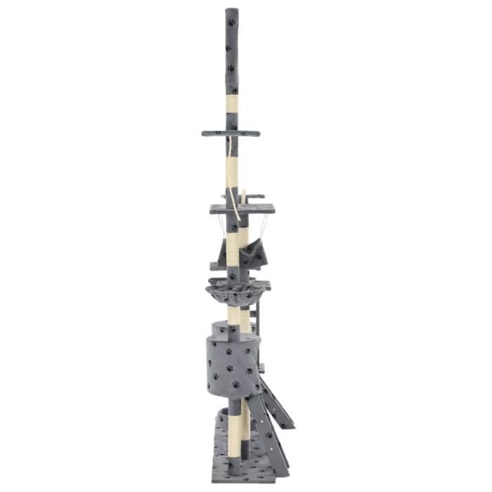VidaXL Arbre à chat et griffoirs 230-250 cm Empreintes de pattes Gris