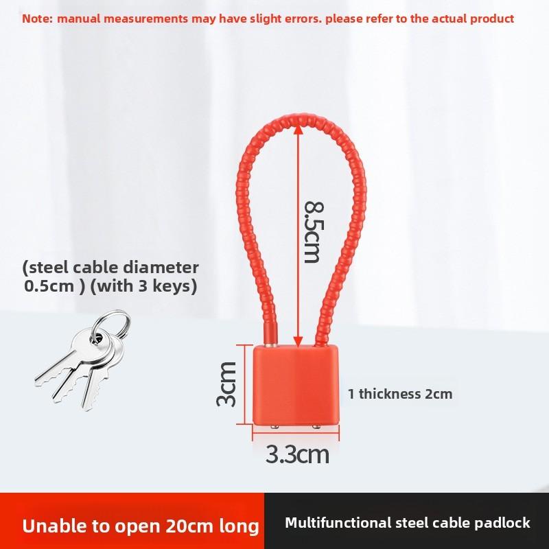 Modern Minimalist Iron Cable Lock With 3 Keys For Cabinet And Drawer Security
