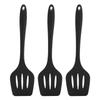 3PCS Heat Resistance Silicone Spatula Odorless Food Grade Slotted Turner Multifunctional Black Slotted Spatula Non Stick Pans