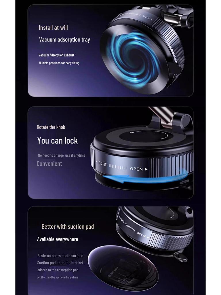 Foldable Suction Cup Car Mount & Magnetic Phone Holder