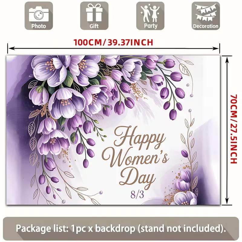 2D Watercolor Purple Flower International Women’s Day 2D Flat Photography Backdrop