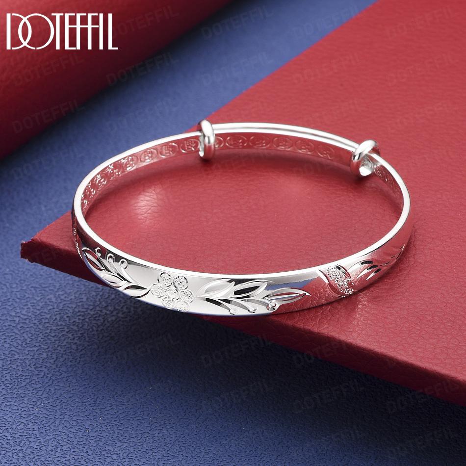 925 Sterling Silber Chinesischer Stil Blumengeprägtes Armband – Stilvoller Bankettschmuck pink